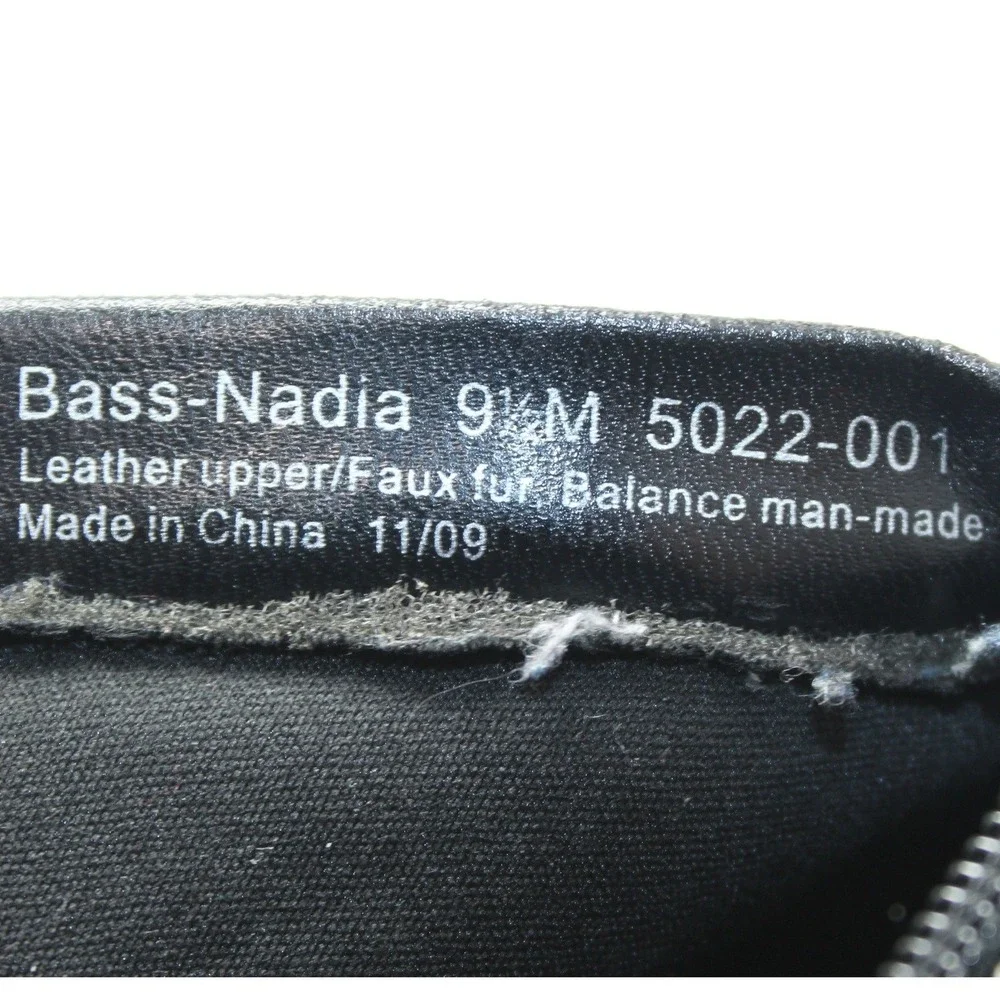 Bass Nadia‎ Black Suede Faux Fur Trim Ankle Boots Womens 9.5 M 5022-001 Zip Up